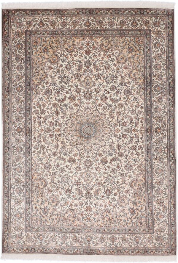 Kashmir Orientteppich 171 × 243 cm, Seide, handgeknüpft Pastell
