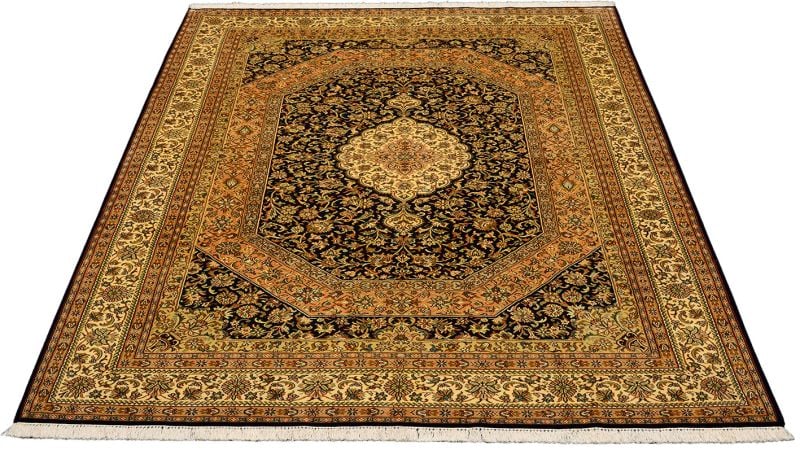 Kashmir Orientteppich 171 × 252 cm, Seide, handgeknüpft