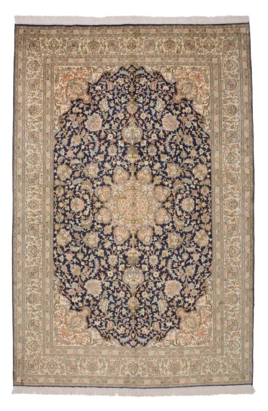 Kashmir Orientteppich 174 × 260 cm, Seide, handgeknüpft Pastell