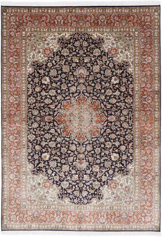 Kashmir Orientteppich 175 × 245 cm, Seide, handgeknüpft