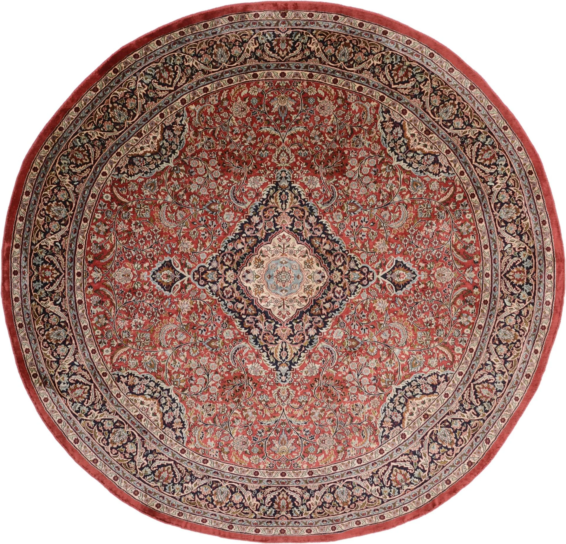 Kashmir Orientteppich 180 × 180 cm, Seide, handgeknüpft