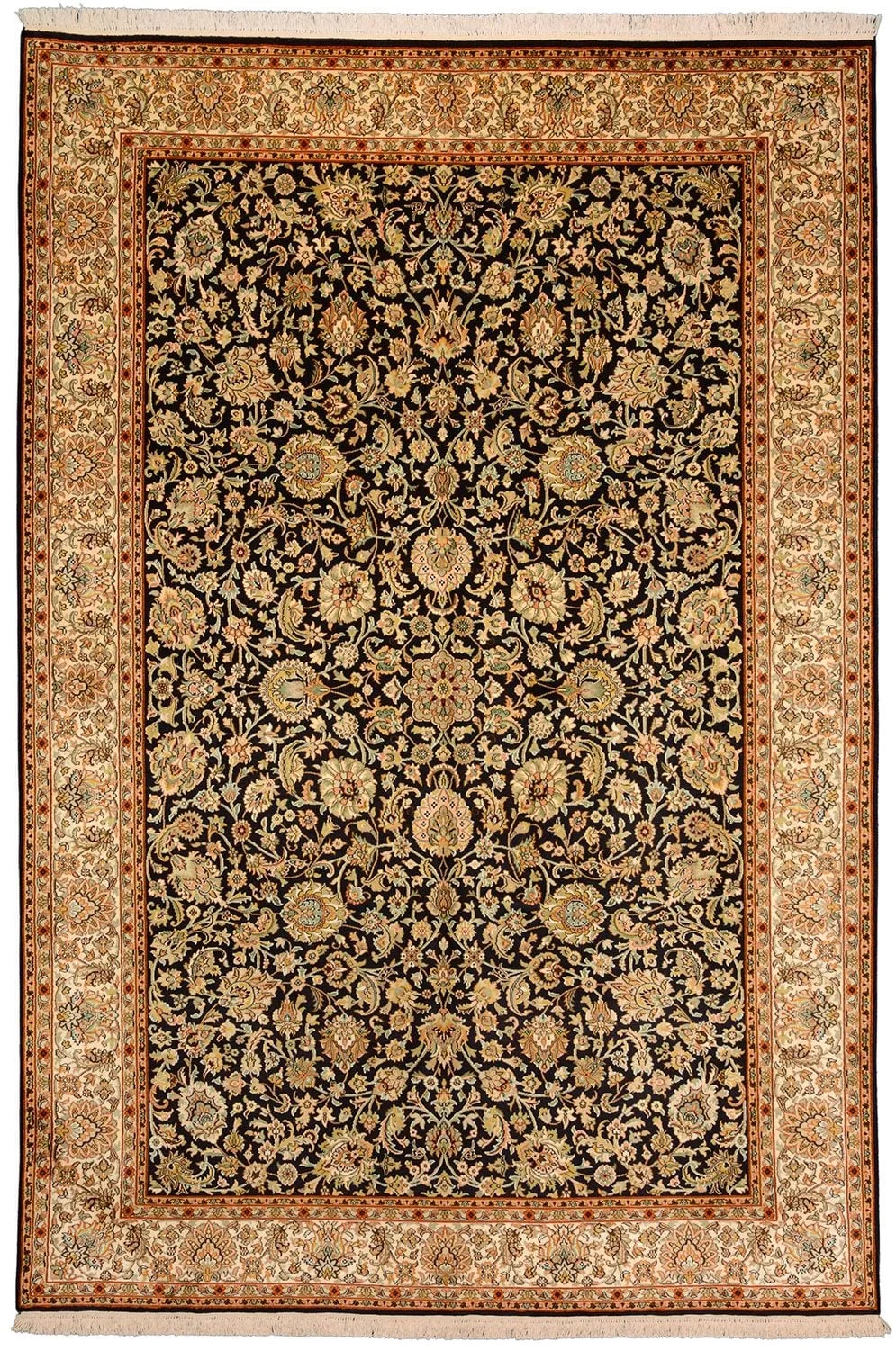 Kashmir Orientteppich 182 × 270 cm, Seide, handgeknüpft edel