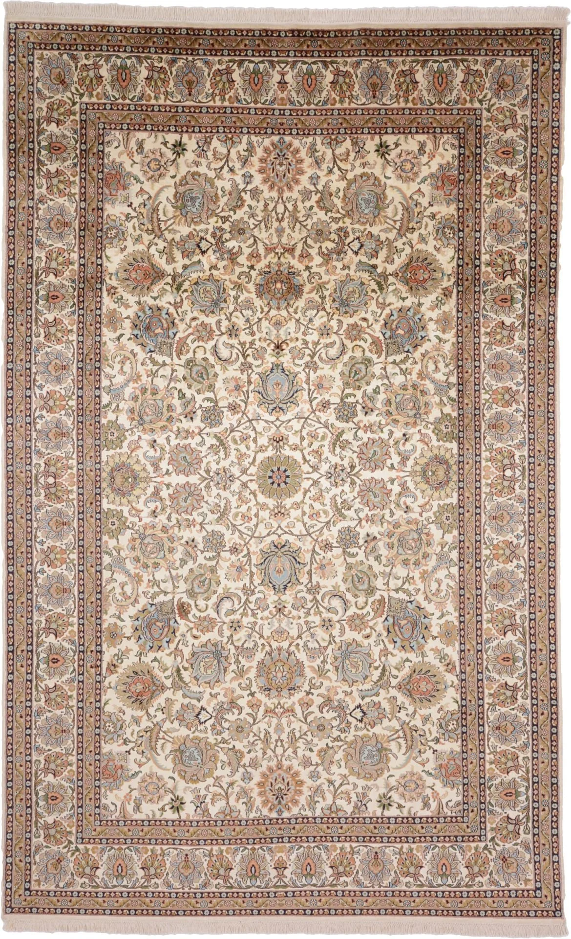 Kashmir Orientteppich 182 × 290 cm, Seide, handgeknüpft fein
