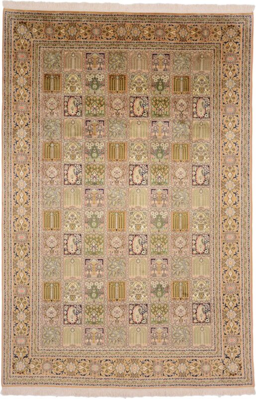 Kashmir Orientteppich 183 × 274 cm, Seide, handgeknüpft