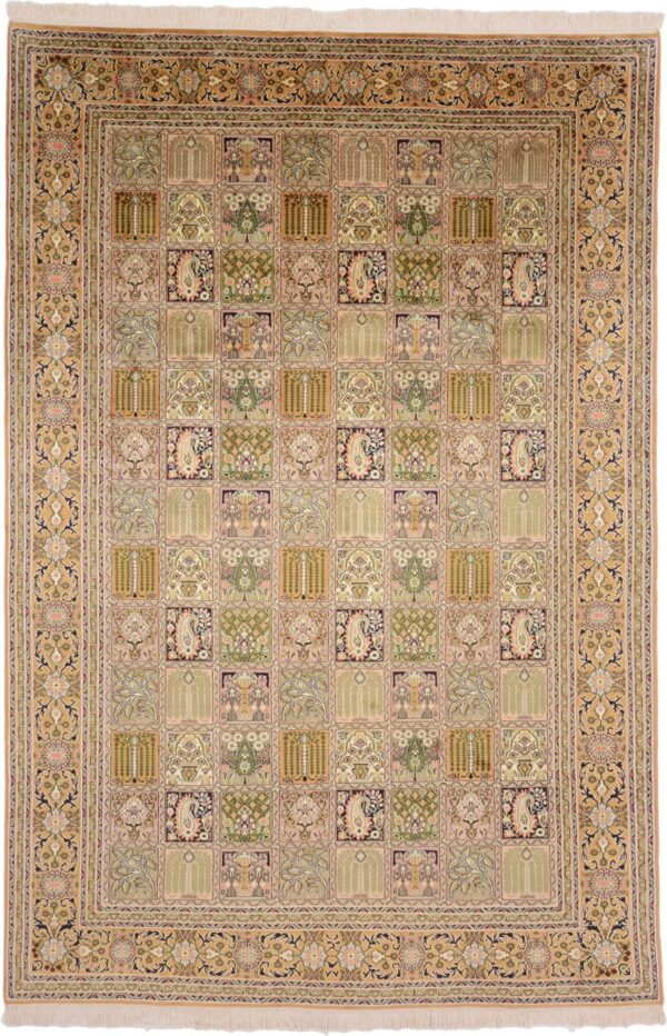 Kashmir Orientteppich 183 × 274 cm, Seide, handgeknüpft