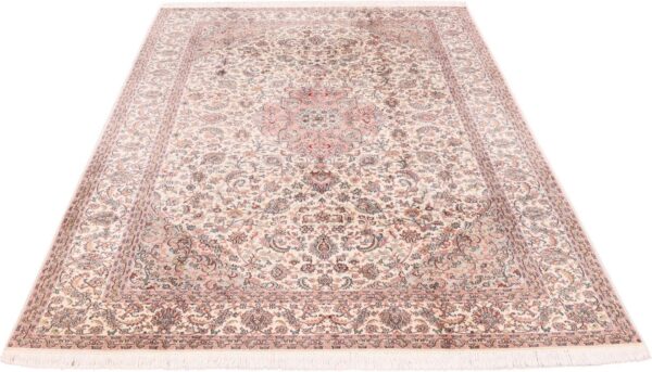 Kashmir Orientteppich 183 × 277 cm, Seide, handgeknüpft Patina