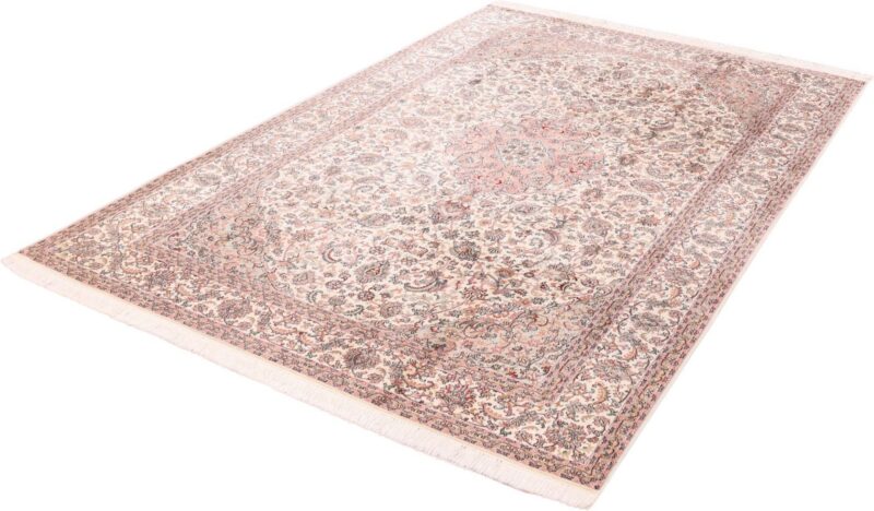 Kashmir Orientteppich 183 × 277 cm, Seide, handgeknüpft Patina