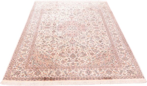 Kashmir Orientteppich 183 × 277 cm, Seide, handgeknüpft Patina