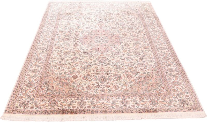 Kashmir Orientteppich 183 × 277 cm, Seide, handgeknüpft Patina