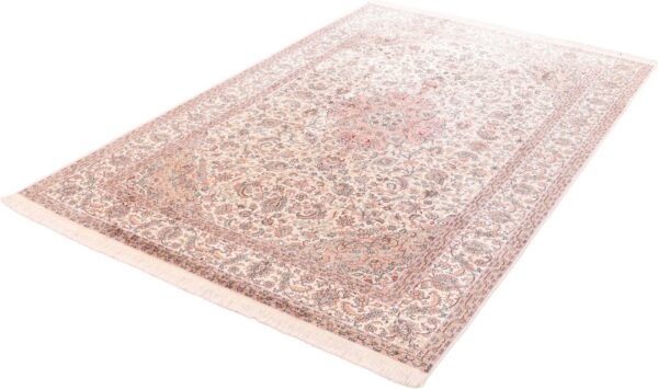 Kashmir Orientteppich 183 × 277 cm, Seide, handgeknüpft Patina