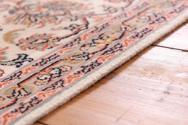Kashmir Orientteppich 183 × 277 cm, Seide, handgeknüpft Patina