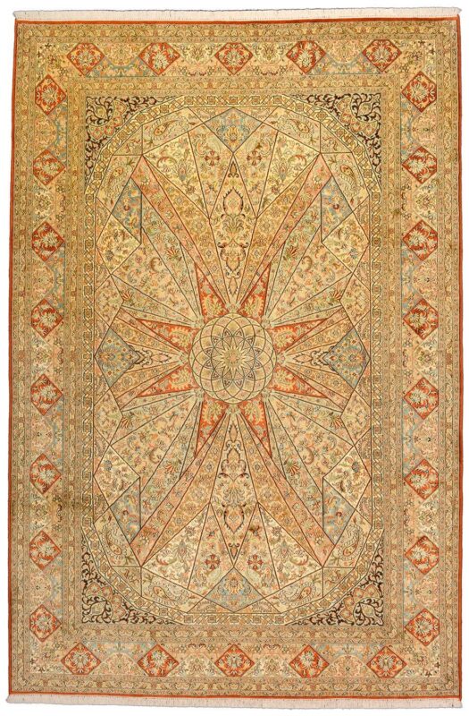 Kashmir Orientteppich 184 × 277 cm, Seide, handgeknüpft