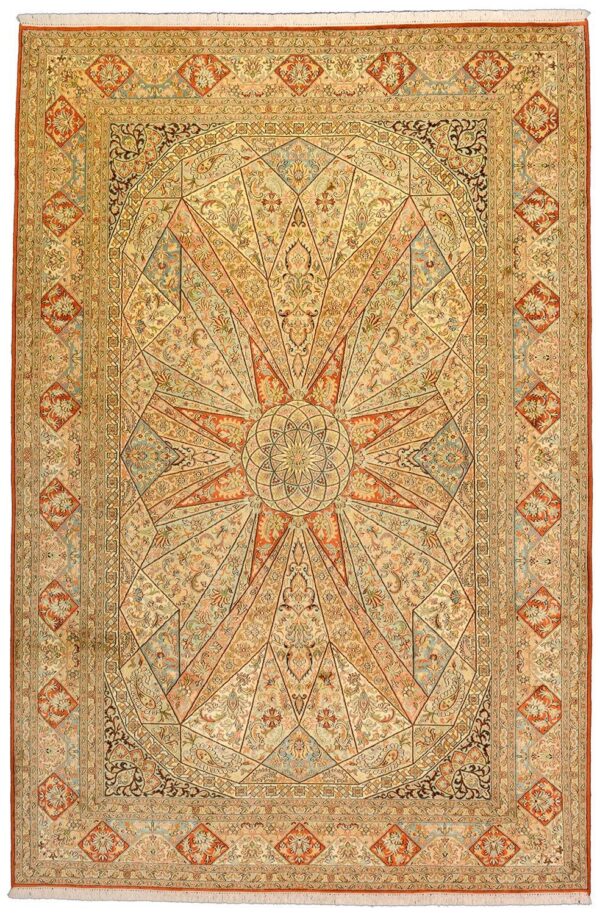 Kashmir Orientteppich 184 × 277 cm, Seide, handgeknüpft