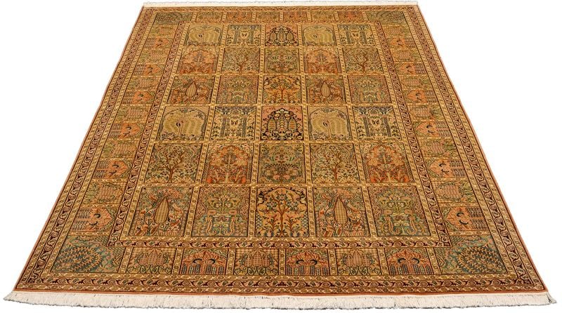 Kashmir Orientteppich 185 × 276 cm, Seide, handgeknüpft