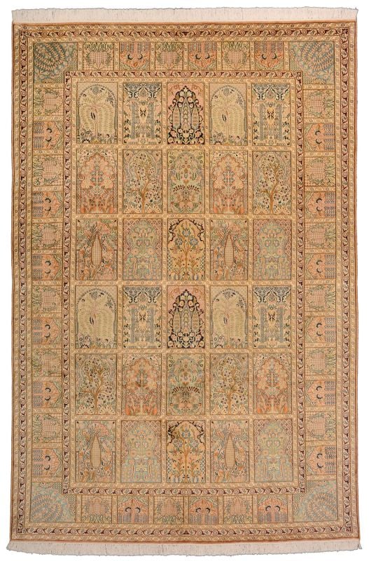 Kashmir Orientteppich 185 × 276 cm, Seide, handgeknüpft