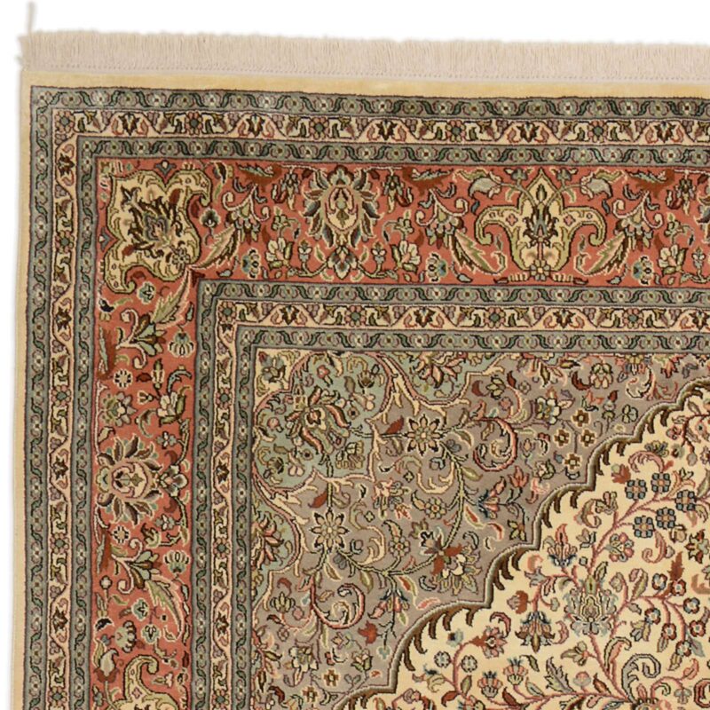 Kashmir Orientteppich 185 × 277 cm, Seide, handgeknüpft Pastell
