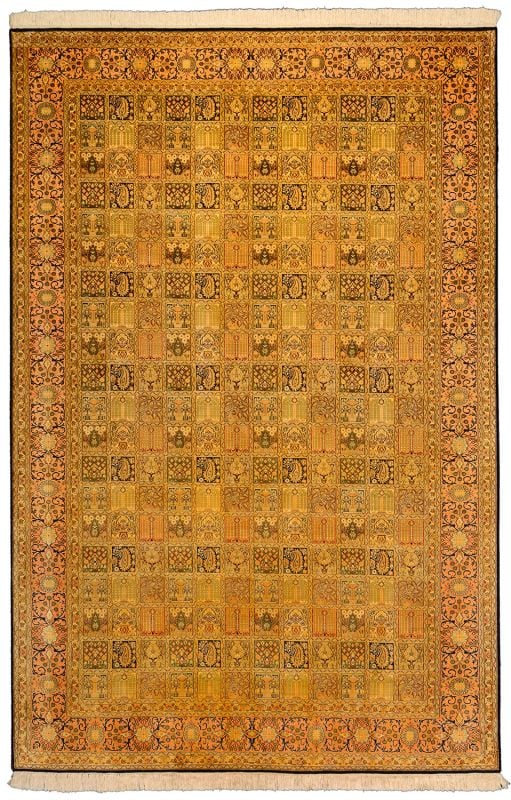 Kashmir Orientteppich 185 × 279 cm, Seide, handgeknüpft fein