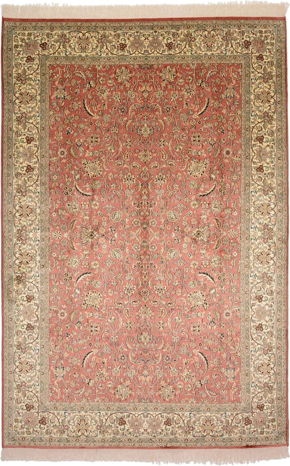 Kashmir Orientteppich 185 × 279 cm, Seide, handgeknüpft