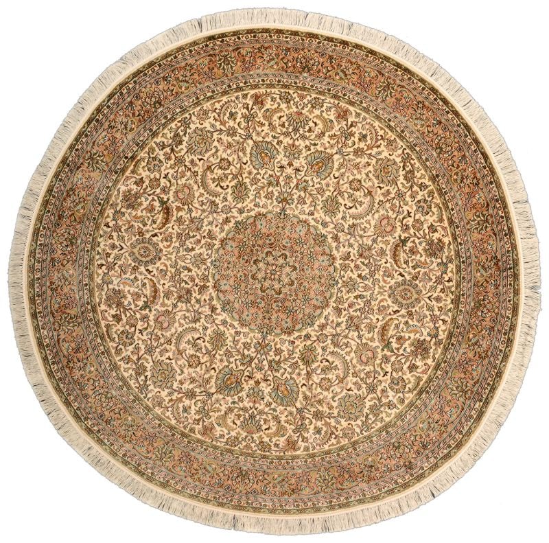 Kashmir Orientteppich 186 × 186 cm, Seide, handgeknüpft