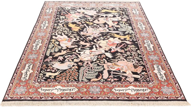 Kashmir Orientteppich 186 × 267 cm, Seide, handgeknüpft