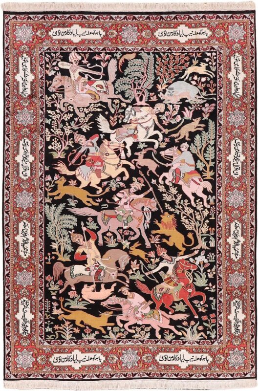 Kashmir Orientteppich 186 × 267 cm, Seide, handgeknüpft