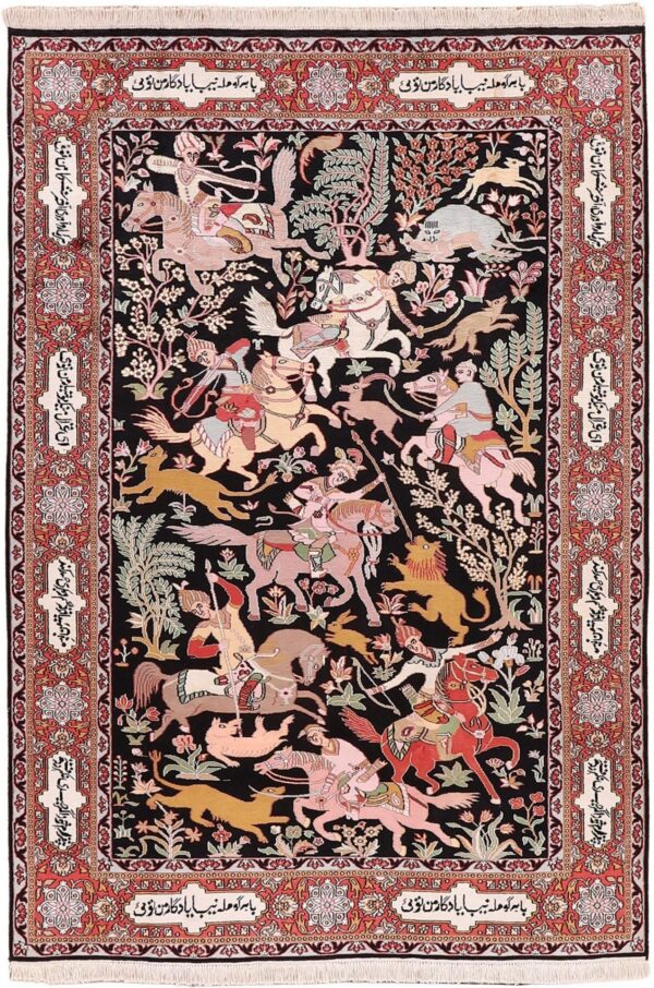 Kashmir Orientteppich 186 × 267 cm, Seide, handgeknüpft