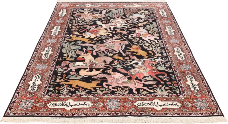 Kashmir Orientteppich 186 × 267 cm, Seide, handgeknüpft