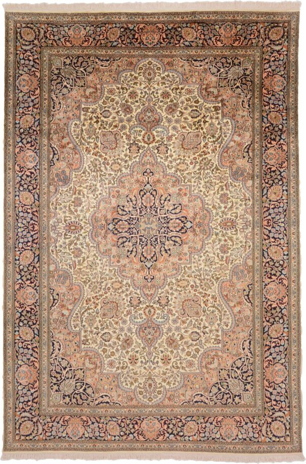 Kashmir Orientteppich 186 × 277 cm, Seide, handgeknüpft fein