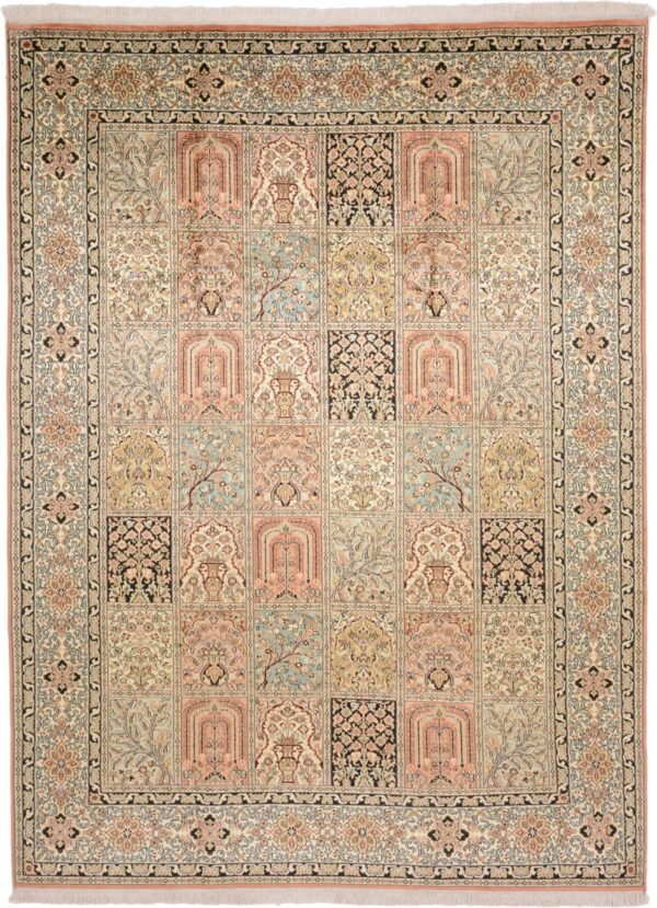 Kashmir Orientteppich 187 × 253 cm, Seide, handgeknüpft
