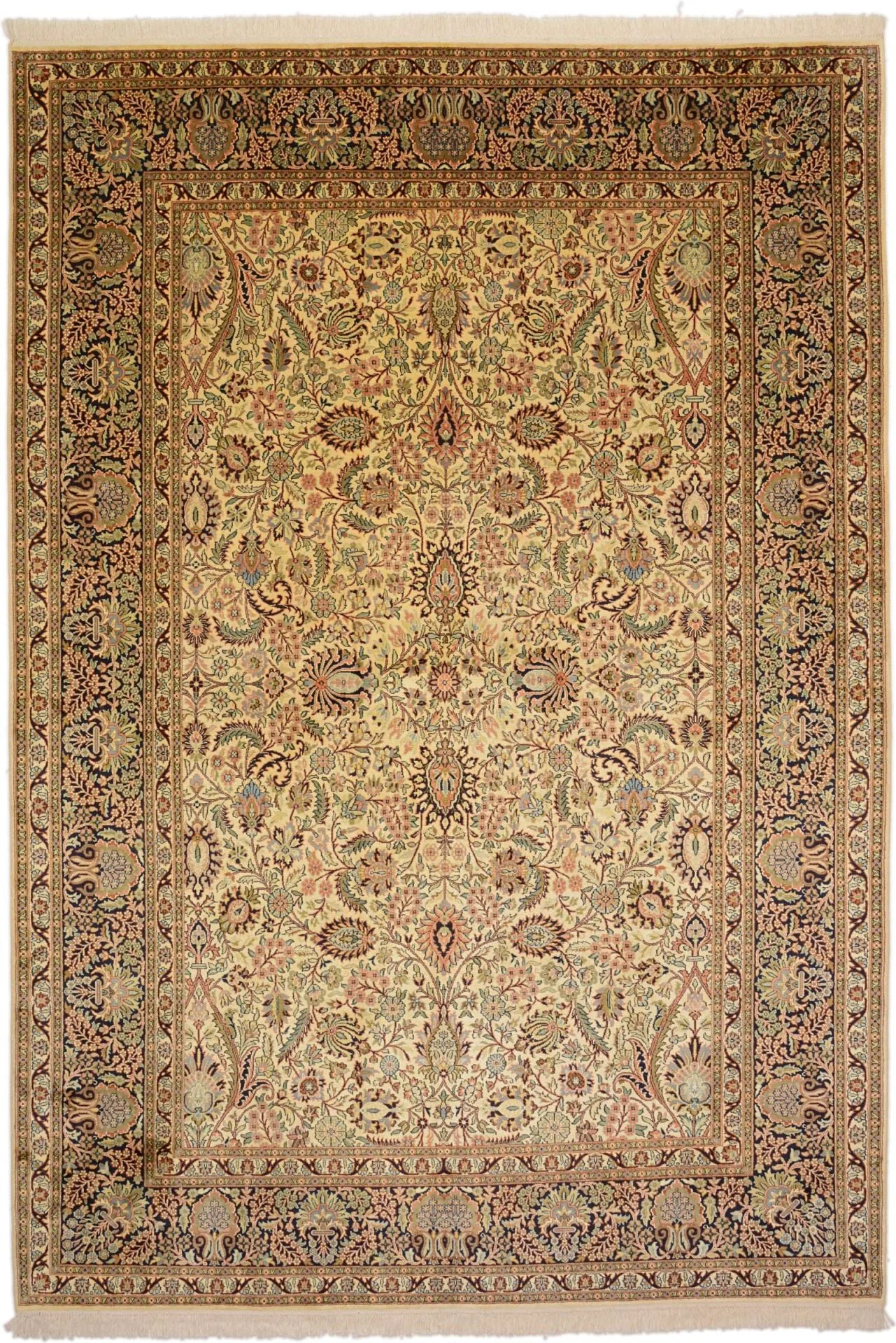 Kashmir Orientteppich 187 × 270 cm, Seide, handgeknüpft