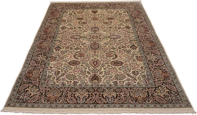 Kashmir Orientteppich 188 × 272 cm, Seide, handgeknüpft