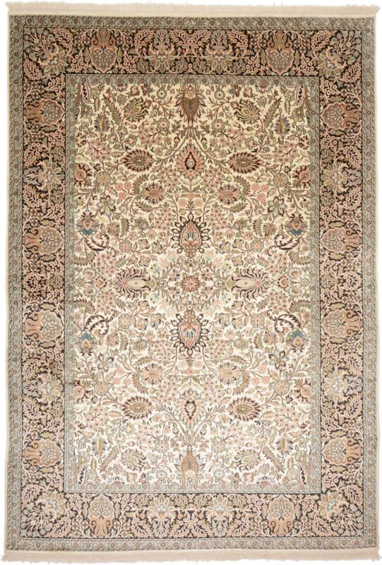 Kashmir Orientteppich 188 × 272 cm, Seide, handgeknüpft