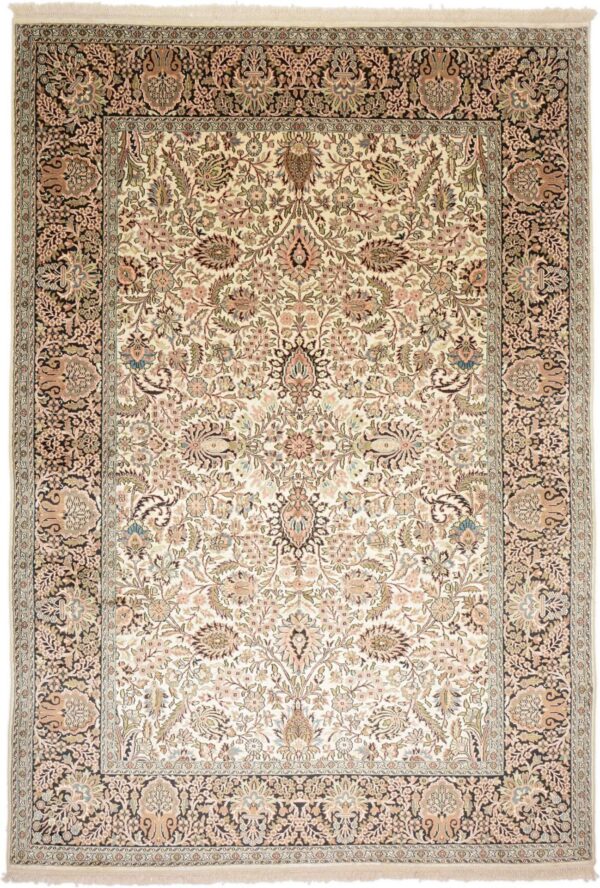 Kashmir Orientteppich 188 × 272 cm, Seide, handgeknüpft