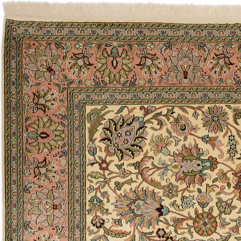 Kashmir Orientteppich 188 × 275 cm, Seide, handgeknüpft Pastell