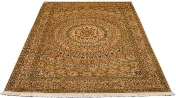 Kashmir Orientteppich 188 × 277 cm, Seide, handgeknüpft