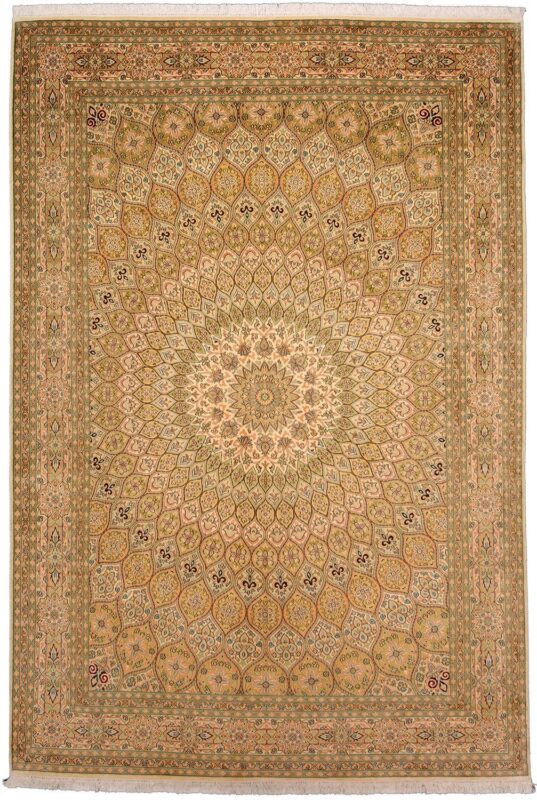 Kashmir Orientteppich 188 × 277 cm, Seide, handgeknüpft