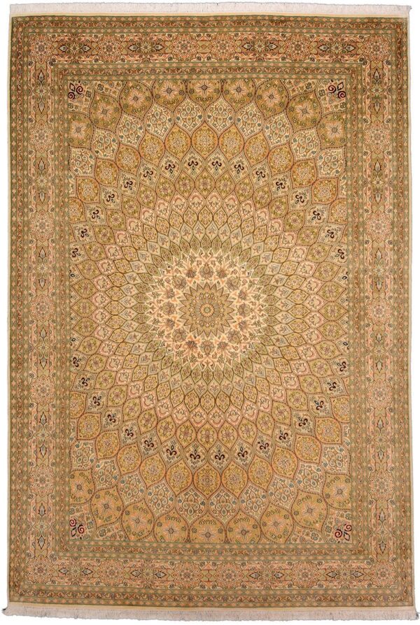Kashmir Orientteppich 188 × 277 cm, Seide, handgeknüpft