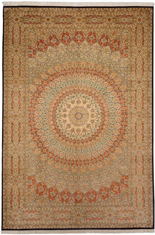 Kashmir Orientteppich 190 × 275 cm, Seide, handgeknüpft