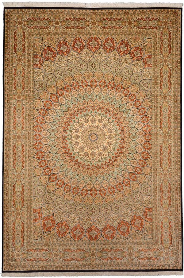Kashmir Orientteppich 190 × 275 cm, Seide, handgeknüpft