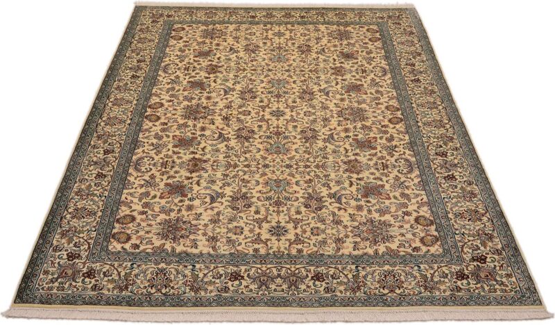 Kashmir Orientteppich 190 × 279 cm, Seide, handgeknüpft