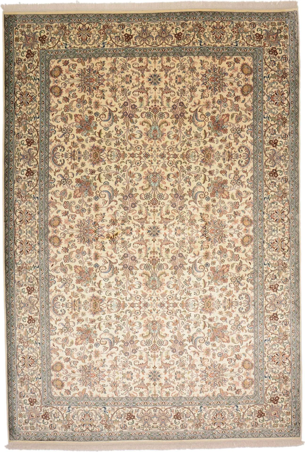 Kashmir Orientteppich 190 × 279 cm, Seide, handgeknüpft