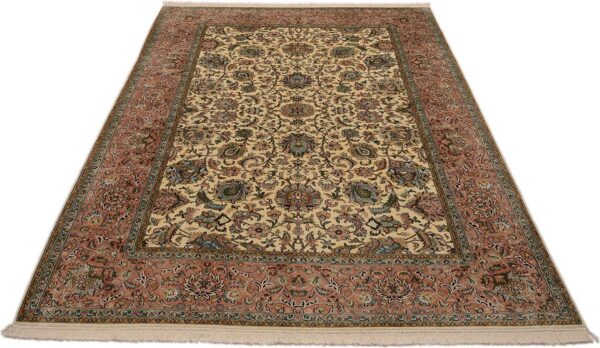 Kashmir Orientteppich 193 × 281 cm, Seide, handgeknüpft Indien
