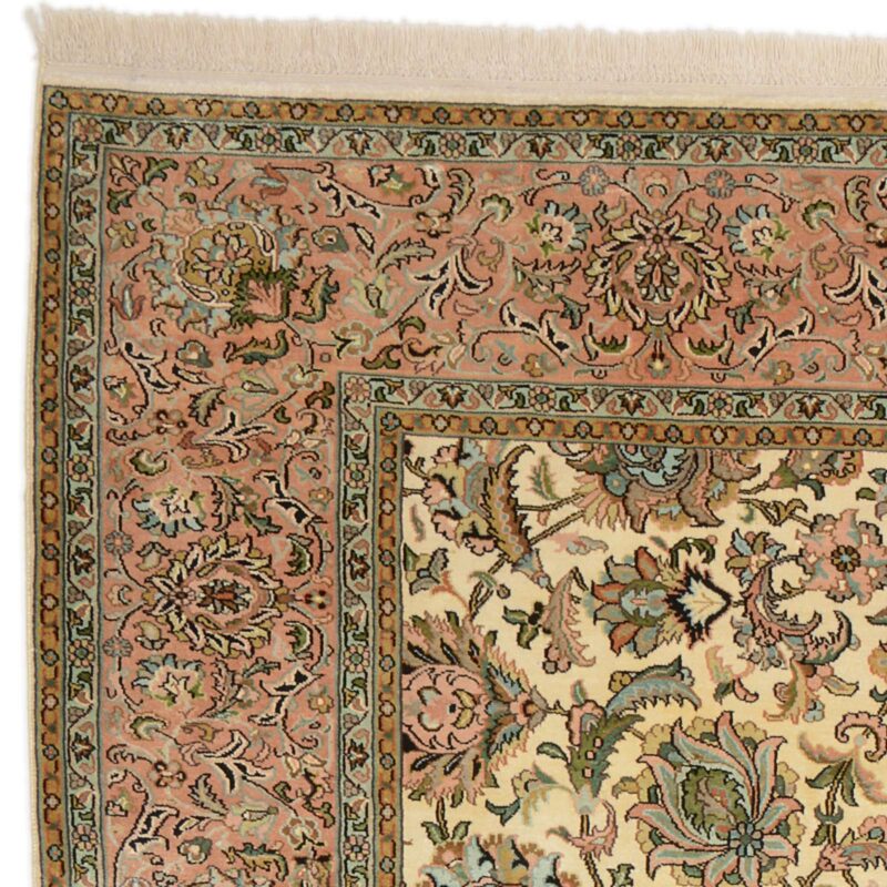 Kashmir Orientteppich 193 × 281 cm, Seide, handgeknüpft Indien
