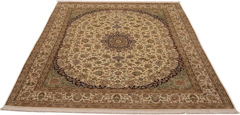 Kashmir Orientteppich 198 × 260 cm, Seide, handgeknüpft Luxus