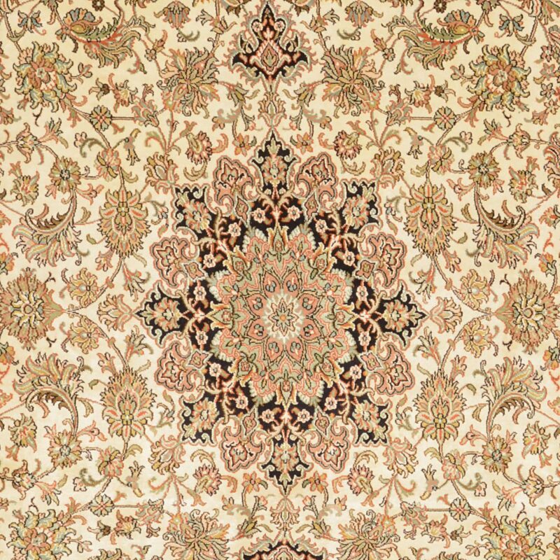 Kashmir Orientteppich 198 × 260 cm, Seide, handgeknüpft Luxus