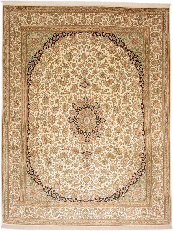 Kashmir Orientteppich 198 × 260 cm, Seide, handgeknüpft Luxus