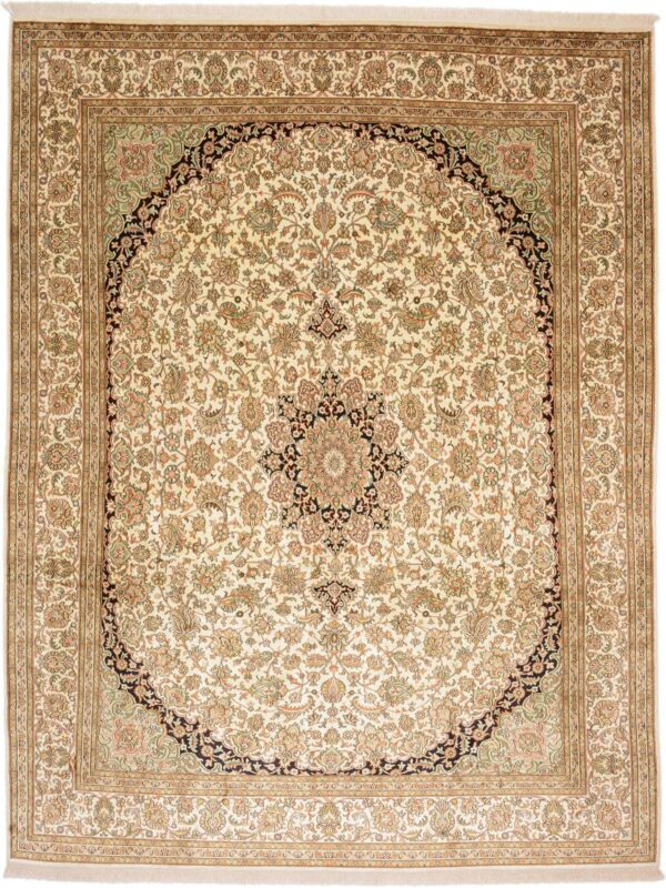 Kashmir Orientteppich 198 × 260 cm, Seide, handgeknüpft Luxus