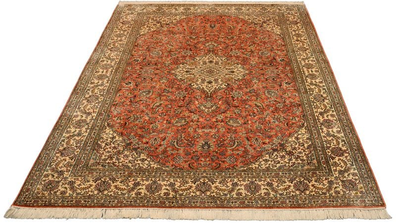 Kashmir Orientteppich 199 × 290 cm, Seide, handgeknüpft