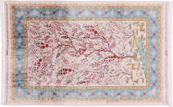 Kashmir Orientteppich 200 × 300 cm, Seide, handgeknüpft
