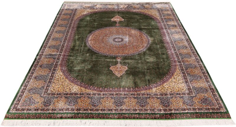 Kashmir Orientteppich 200 × 300 cm, Seide, handgeknüpft edel